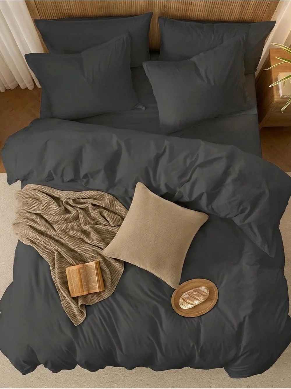 New King Pre-Washed Cotton Duvet Cover,Lightweight Breathable Moisture-Wicking